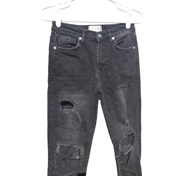 We The Free Womens Distressed Skinny Jeans Size 27 Black Emo Boho Thrashed Punk - Picture 7 of 13